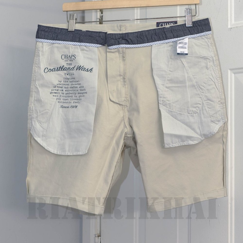 Tan NWT Mens Flat-Front Chino Shorts Chaps - Picture 4 of 9